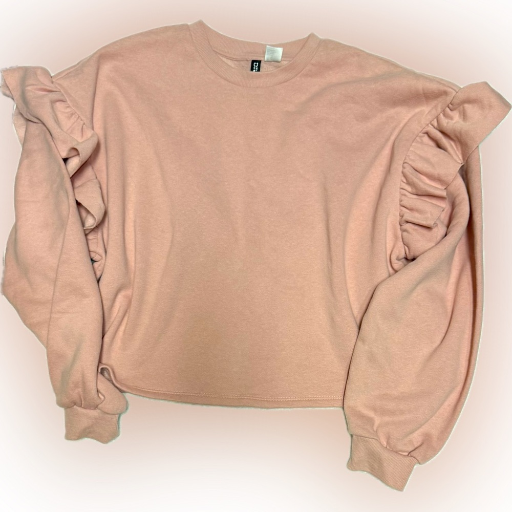 H&M Blush Ruffled Sweatshirt | Sz M